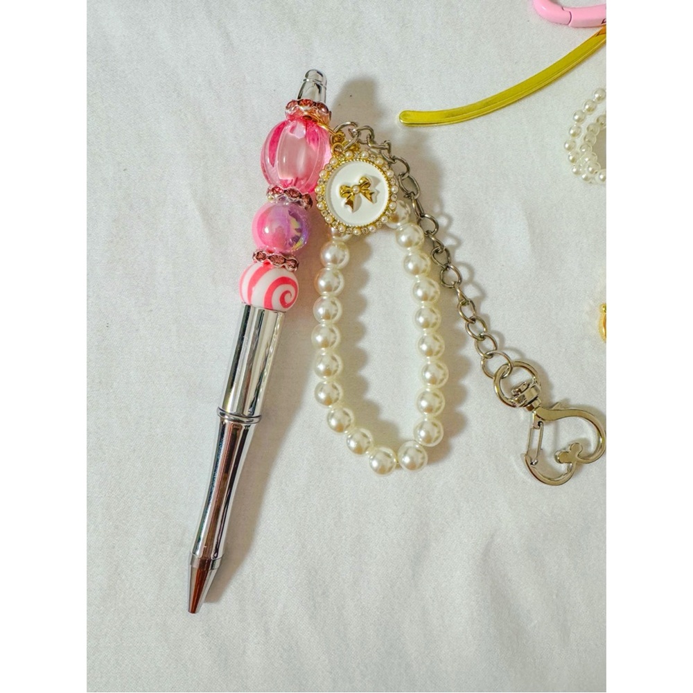 Strawberry Shortcake Keychain Charm Pen Bookmark Set Silver with Refill Ink Pens - Picture 7 of 8